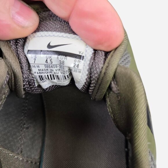 Women’s 7 Nike Air Max Thea Olive Green Black Running Shoe - Picture 2 of 6